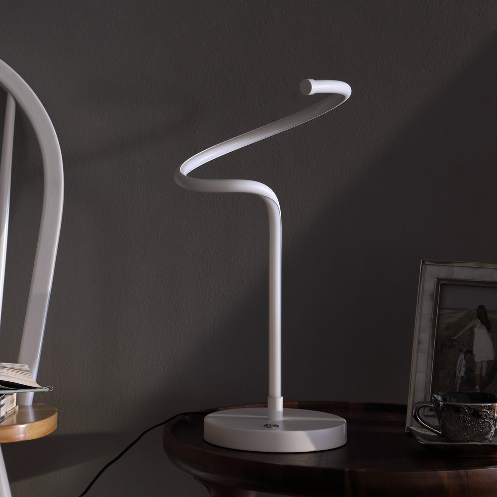 18" White Curvy Spiral LED Table Lamp HomeRoots