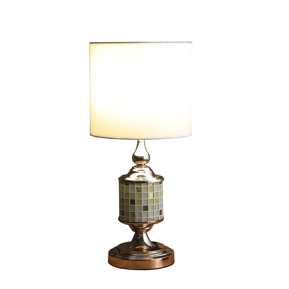 23" Gold Bedside Table Lamp With White Drum Shade — view 4