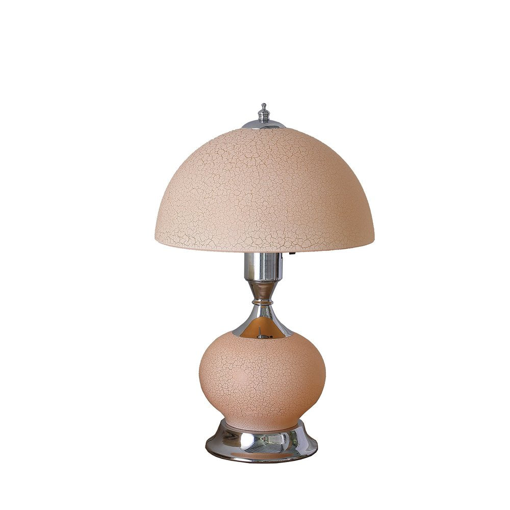 24" Silver Bedside Led Table Lamp With Pink Bowl Shade — view 1