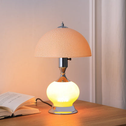 24" Silver Bedside Led Table Lamp With Pink Bowl Shade HomeRoots