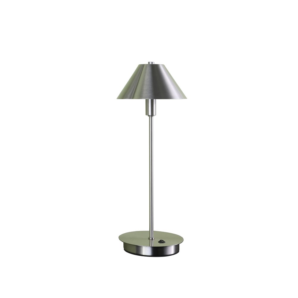 17" Silver Metal Bedside Table Lamp With Silver Cone Shade HomeRoots