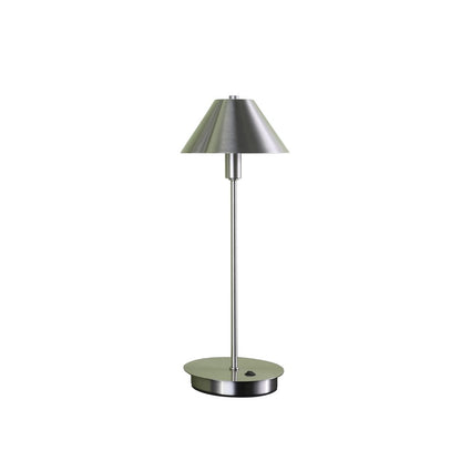 17" Silver Metal Bedside Table Lamp With Silver Cone Shade HomeRoots