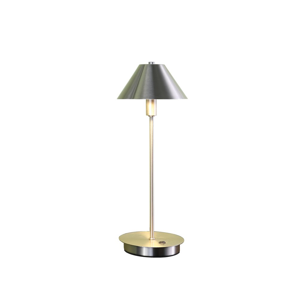 17" Silver Metal Bedside Table Lamp With Silver Cone Shade HomeRoots