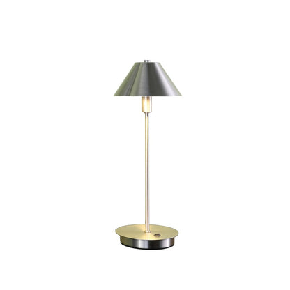 17" Silver Metal Bedside Table Lamp With Silver Cone Shade HomeRoots