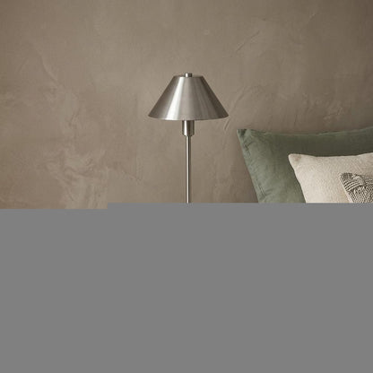 17" Silver Metal Bedside Table Lamp With Silver Cone Shade HomeRoots