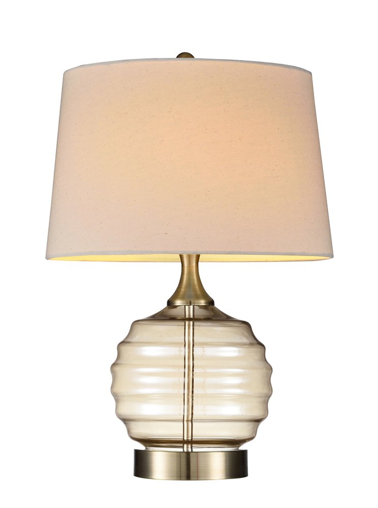 23" Off-White Metal Bedside Table Lamp With Off-White Shade — view 1