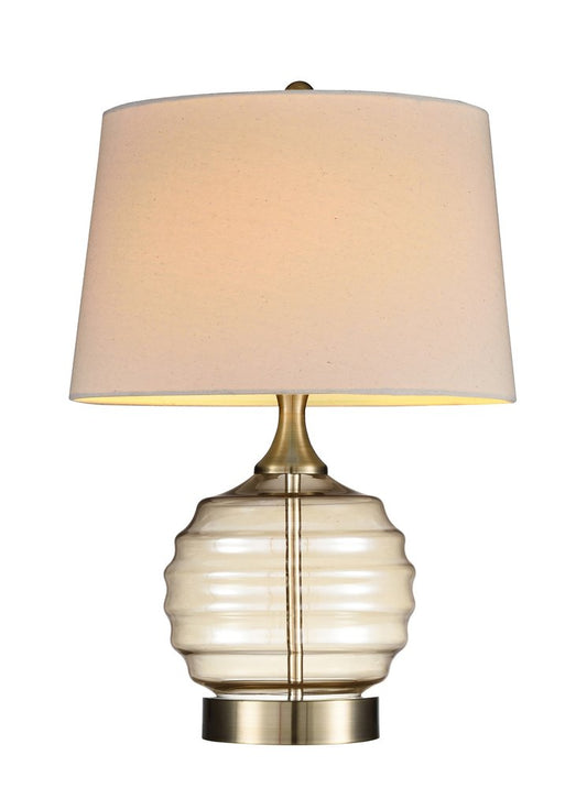 23" Off-White Metal Bedside Table Lamp With Off-White Shade HomeRoots