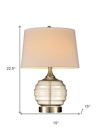 23" Off-White Metal Bedside Table Lamp With Off-White Shade HomeRoots