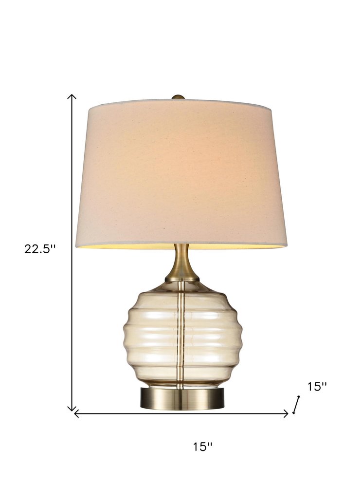 23" Off-White Metal Bedside Table Lamp With Off-White Shade — view 5