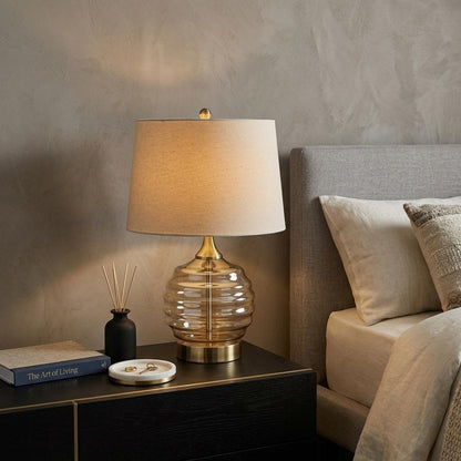 23" Off-White Metal Bedside Table Lamp With Off-White Shade HomeRoots