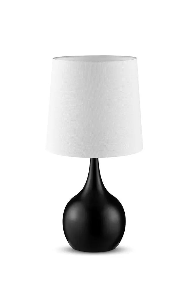 24" Black Metal Bedside Table Lamp With White Shade HomeRoots