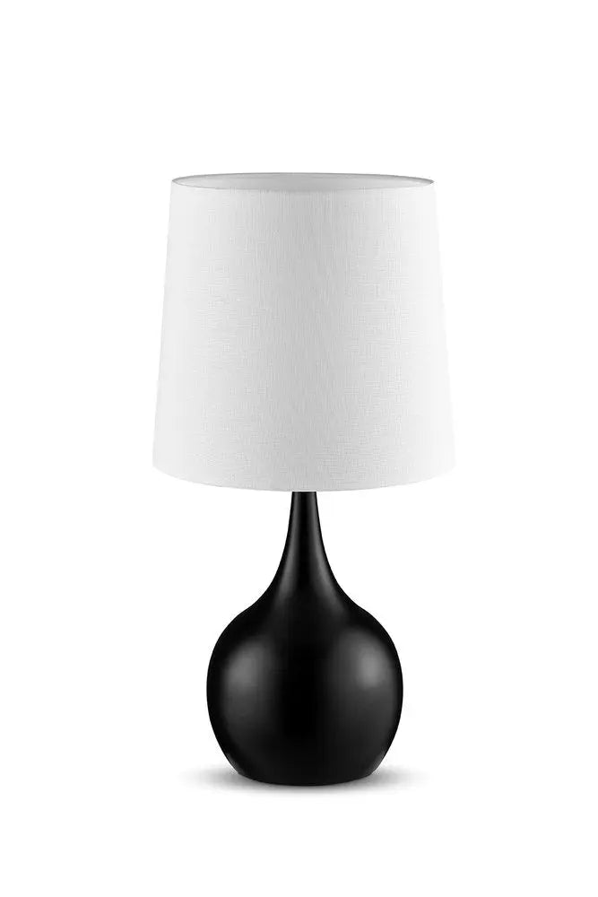 24" Black Metal Bedside Table Lamp With White Shade HomeRoots