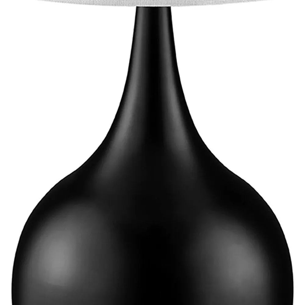 24" Black Metal Bedside Table Lamp With White Shade HomeRoots