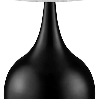 24" Black Metal Bedside Table Lamp With White Shade HomeRoots