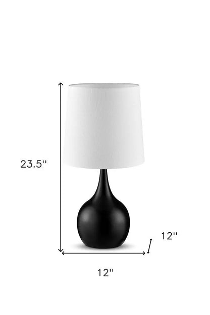 24" Black Metal Bedside Table Lamp With White Shade HomeRoots