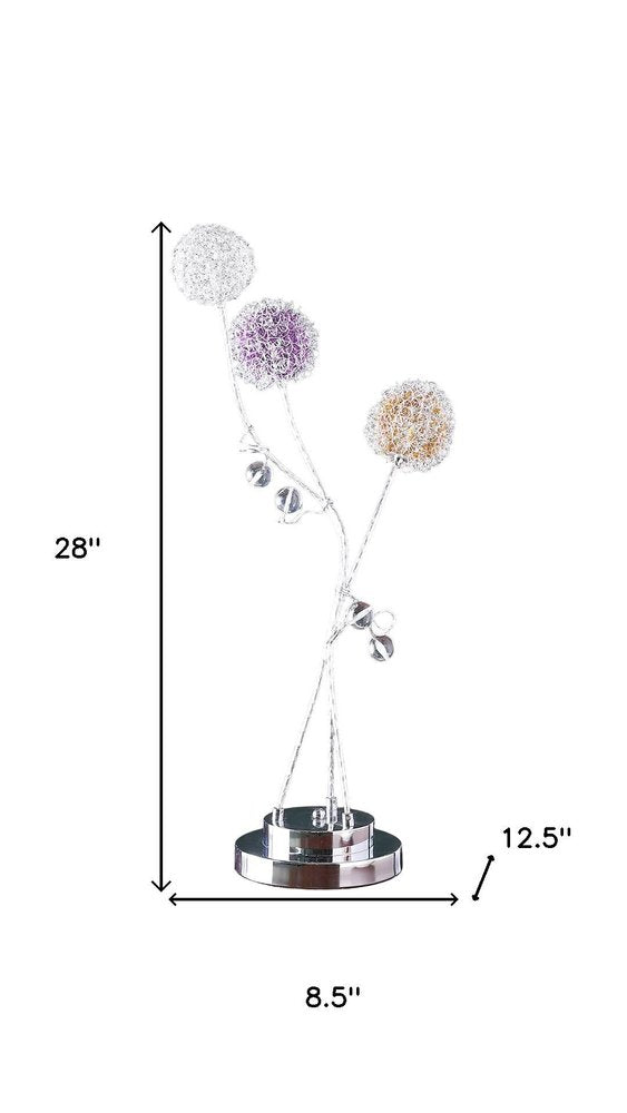 28" Clear Three Light Bedside Led Table Lamp HomeRoots