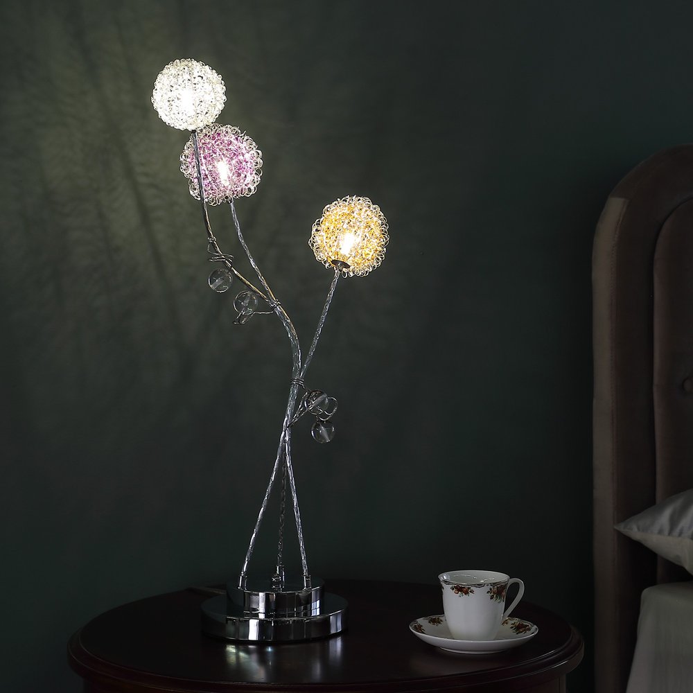 28" Clear Three Light Bedside Led Table Lamp HomeRoots