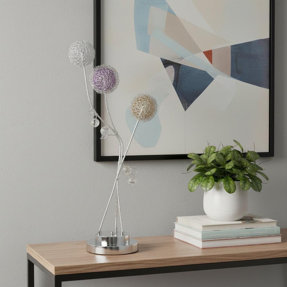 28" Clear Three Light Bedside Led Table Lamp HomeRoots