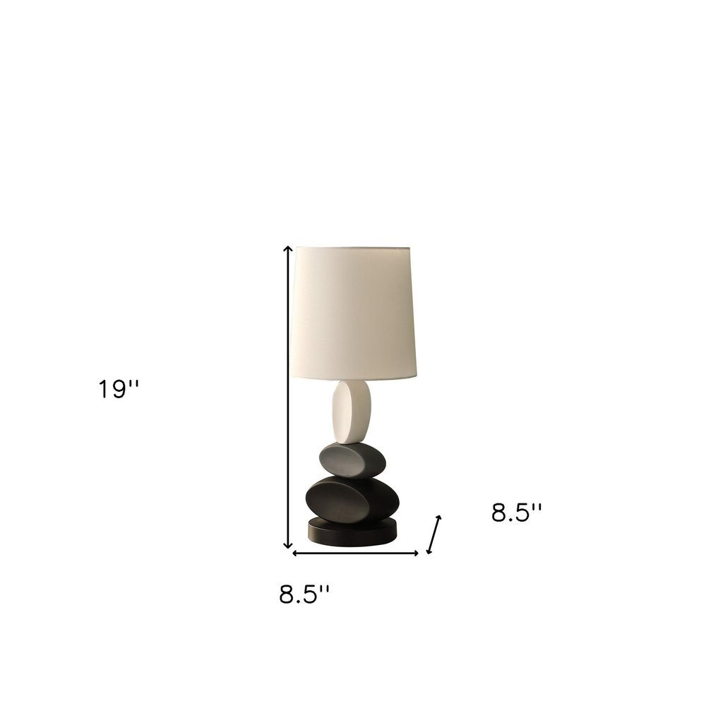 19" Black Gray and White Metal Table Lamp With White Drum Shade — view 3