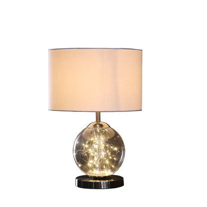 21" Translucent Glass Globe LED Table Lamp With White Drum Shade