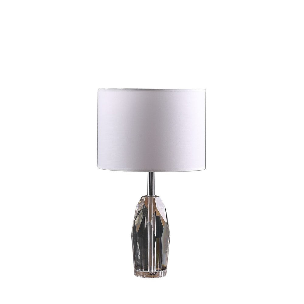 19" Chrome and Faceted Crystal Urn Table Lamp With White Drum Shade HomeRoots