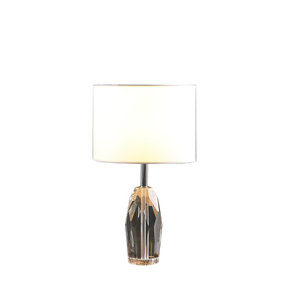19" Chrome and Faceted Crystal Urn Table Lamp With White Drum Shade HomeRoots