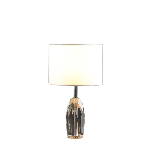 19" Chrome and Faceted Crystal Urn Table Lamp With White Drum Shade HomeRoots