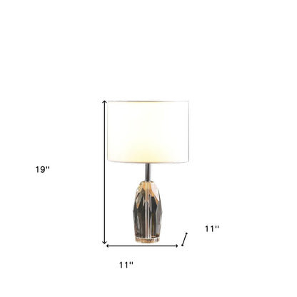 19" Chrome and Faceted Crystal Urn Table Lamp With White Drum Shade HomeRoots