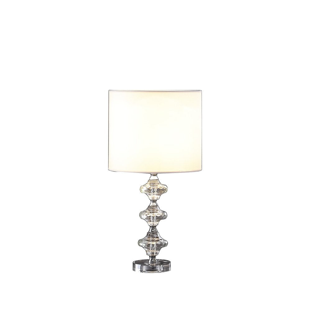 23" Silver Crystal Geometric Table Lamp With White Classic Drum Shade HomeRoots
