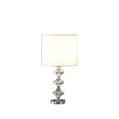 23" Silver Crystal Geometric Table Lamp With White Classic Drum Shade HomeRoots