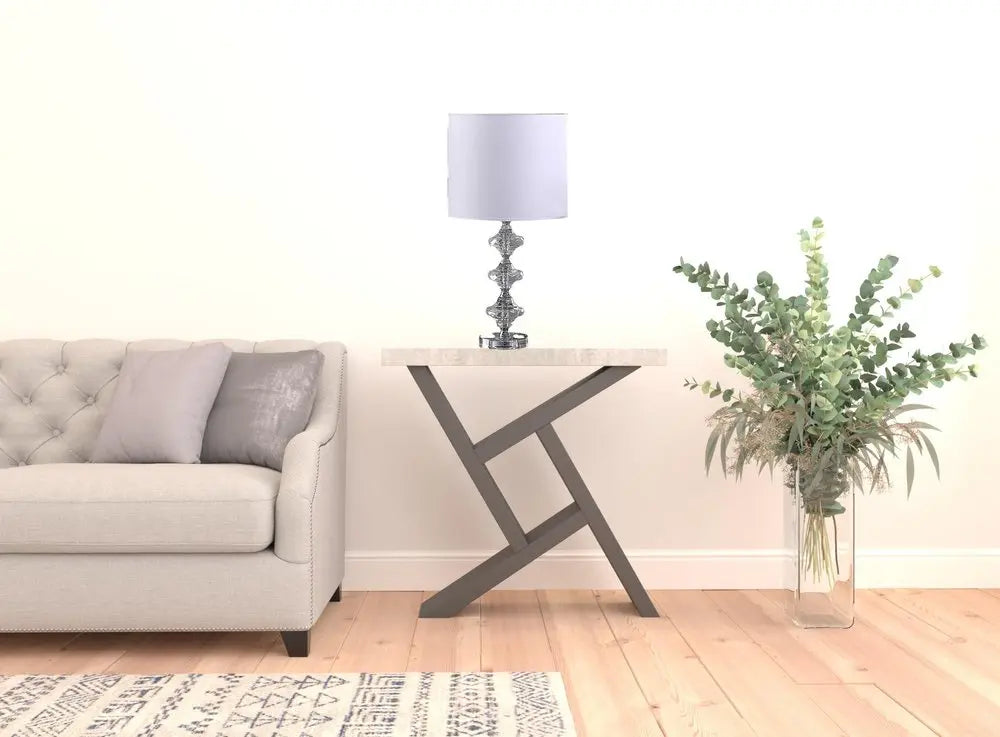 23" Silver Crystal Geometric Table Lamp With White Classic Drum Shade HomeRoots