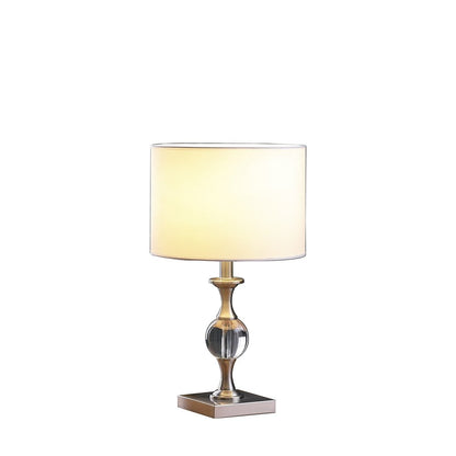 20" Silver Bedside Table Lamp With White Drum Shade HomeRoots