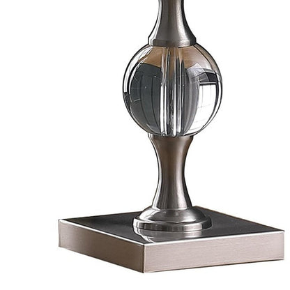 20" Silver Bedside Table Lamp With White Drum Shade HomeRoots