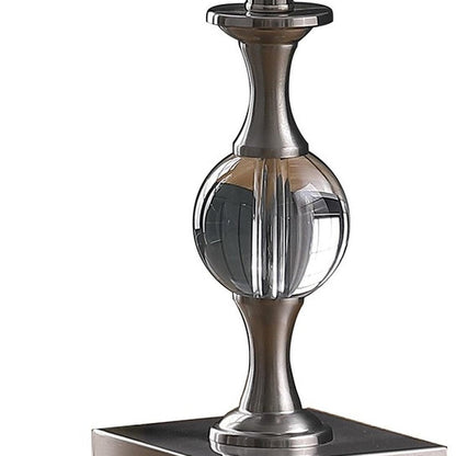 20" Silver Bedside Table Lamp With White Drum Shade HomeRoots