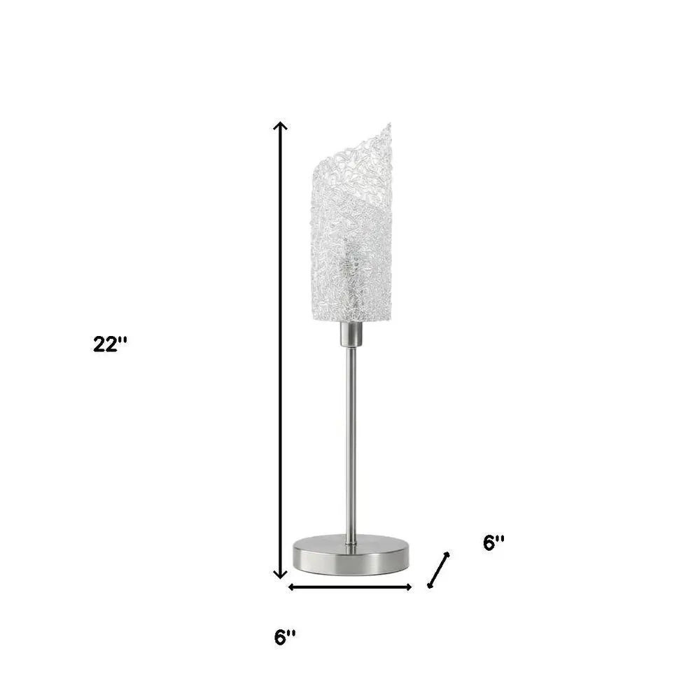 22" Silver Bedside Table Lamp With White Swirl Novelty Shade HomeRoots