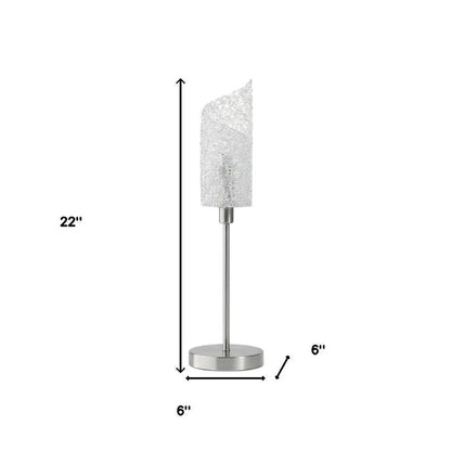 22" Silver Bedside Table Lamp With White Swirl Novelty Shade HomeRoots