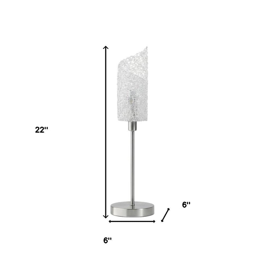 22" Silver Bedside Table Lamp With White Swirl Novelty Shade HomeRoots