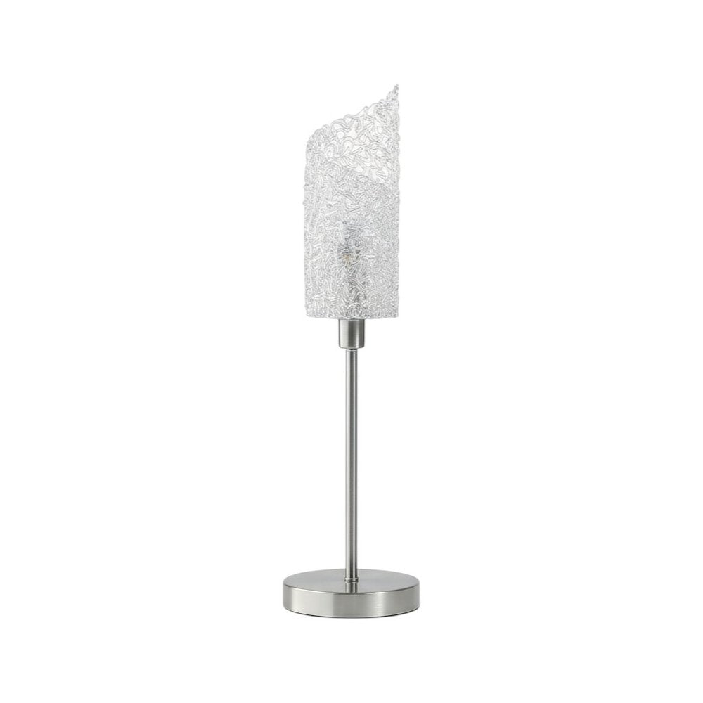22" Silver Bedside Table Lamp With White Swirl Novelty Shade HomeRoots
