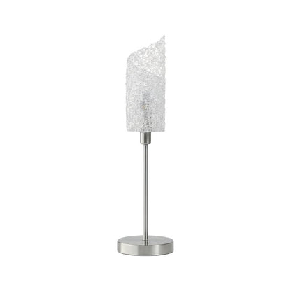 22" Silver Bedside Table Lamp With White Swirl Novelty Shade HomeRoots