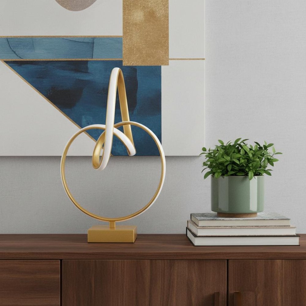 19" Gold Metal Abstract Geo LED Table Lamp HomeRoots