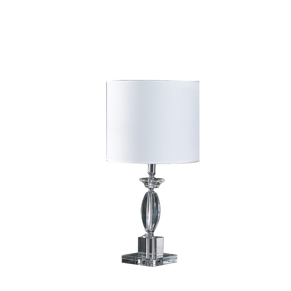 23" Silver Crystal Standard Table Lamp With White Classic Drum Shade Table Lamp HomeRoots