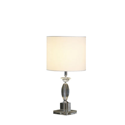 23" Silver Crystal Standard Table Lamp With White Classic Drum Shade Table Lamp HomeRoots