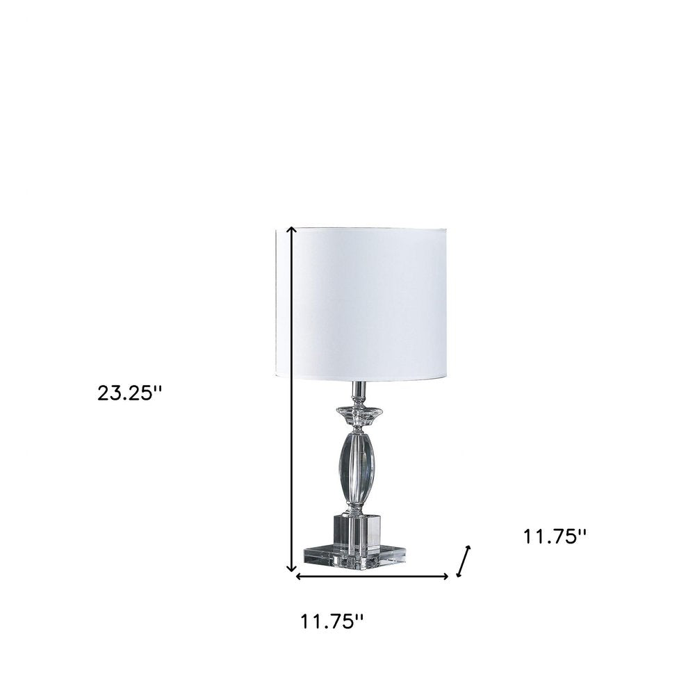 23" Silver Crystal Standard Table Lamp With White Classic Drum Shade Table Lamp HomeRoots