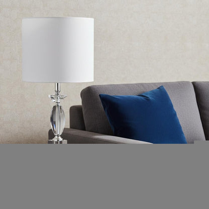 23" Silver Crystal Standard Table Lamp With White Classic Drum Shade Table Lamp HomeRoots