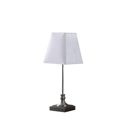 19" Silver Bedside Table Lamp With White Empire Shade HomeRoots