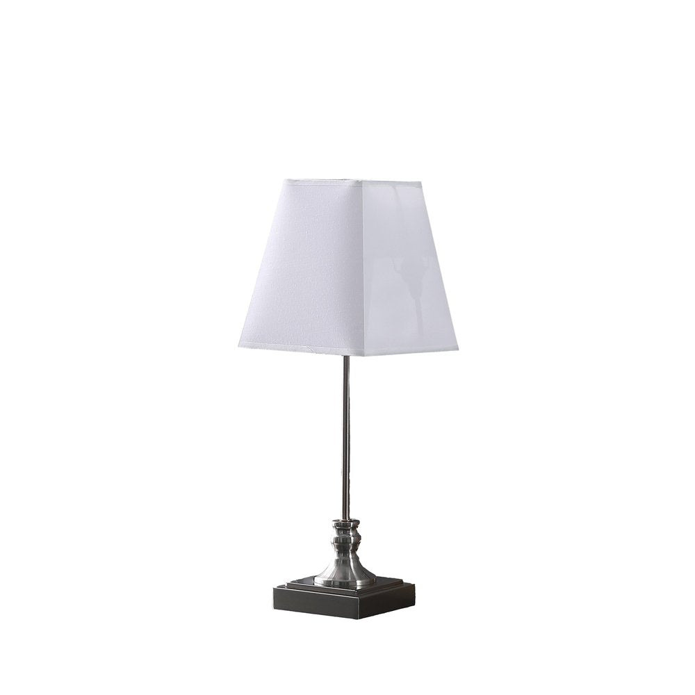 19" Silver Bedside Table Lamp With White Empire Shade — view 1