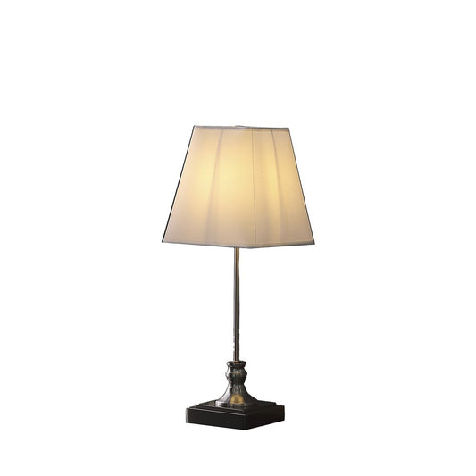 19" Silver Bedside Table Lamp With White Empire Shade HomeRoots