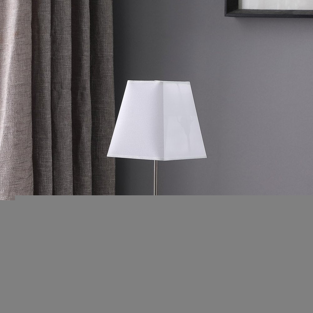 19" Silver Bedside Table Lamp With White Empire Shade HomeRoots