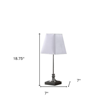 19" Silver Bedside Table Lamp With White Empire Shade HomeRoots