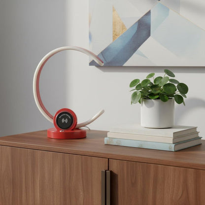 13" Red Contempo C Shape LED  with USB Desk or Table Lamp HomeRoots